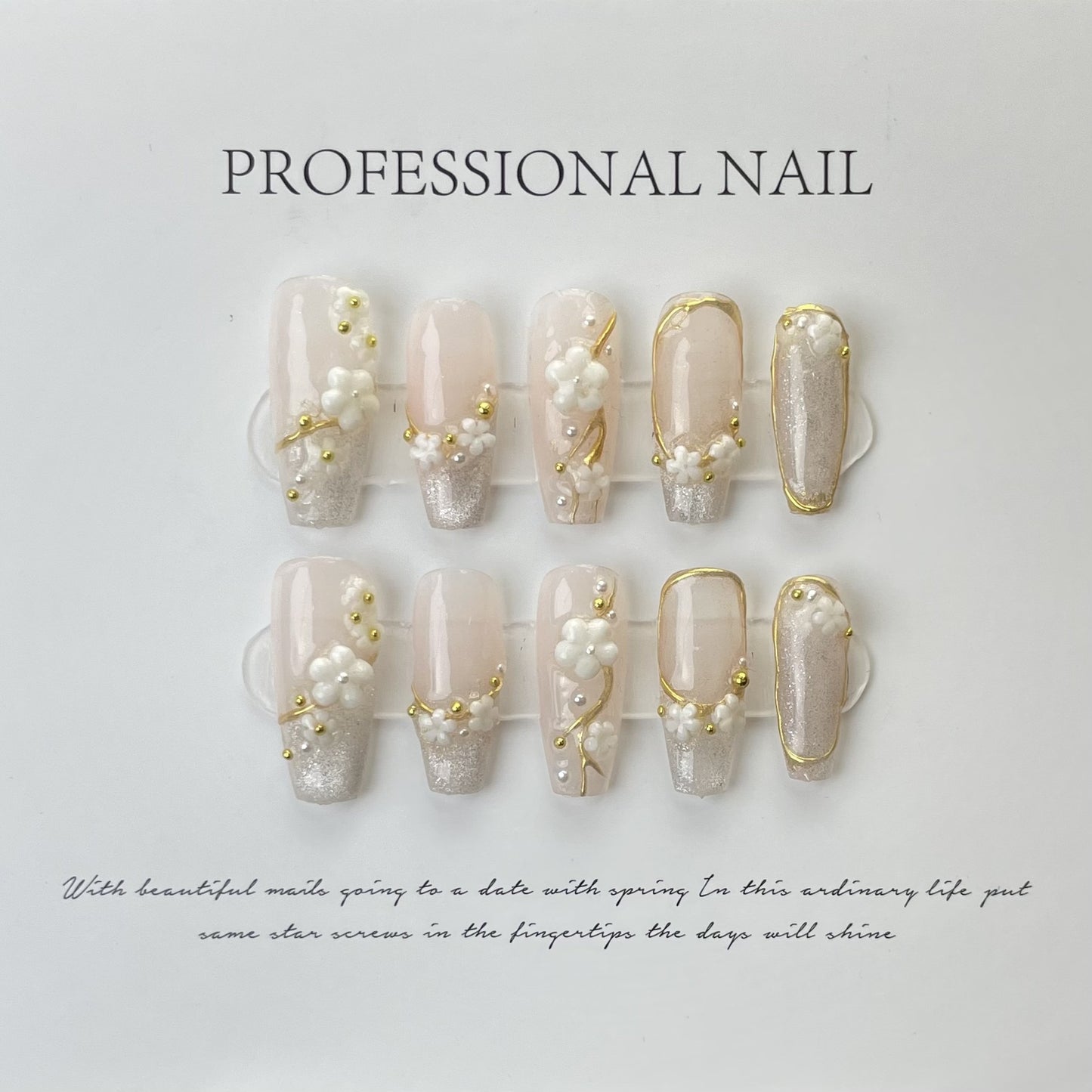 Blossom Glow Glam Press-on Nails